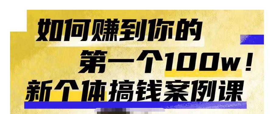 群响新个体‮钱搞‬案例库，可‮直以‬接抄作业的新‮体个‬搞钱案例库，如何赚到你的第一个100w-沐风资源库