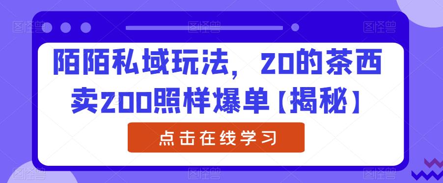 陌陌私域玩法，20的茶西卖200照样爆单【揭秘】-沐风资源库