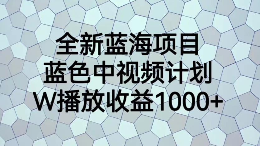 全新蓝海项目，蓝色中视频计划，1W播放量1000+【揭秘】-沐风资源库