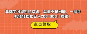 高端学习资料免费送，流量不是问题，一部手机轻轻松松日入200-300【揭秘】-沐风资源库
