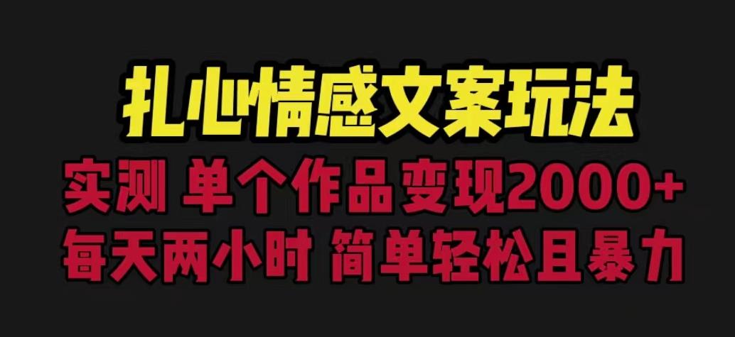 扎心情感文案玩法，单个作品变现5000+，一分钟一条原创作品，流量爆炸【揭秘】-沐风资源库