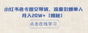 小红书色卡图文带货，流量引爆单人月入20W+【揭秘】-沐风资源库