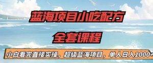蓝海项目小吃配方全套课程，小白看完直接实操，单人日入1000+【揭秘】-沐风资源库