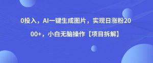 0投入，AI一键生成图片，实现日涨粉2000+，小白无脑操作【项目拆解】-沐风资源库
