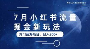 7月小红书流量掘金最新玩法，冷门蓝海小项目，日入200+【揭秘】-沐风资源库