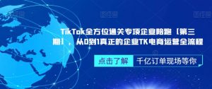 TikTok全方位通关专项企业陪跑【第三期】,从0到1真正的企业TK电商运营全流程-沐风资源库