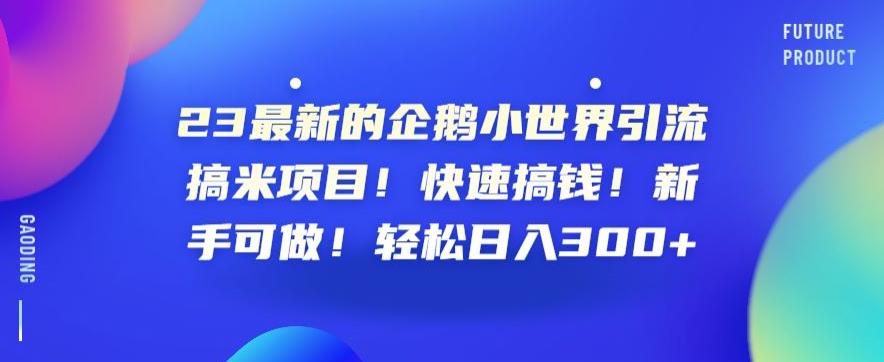 23最新的企鹅小世界引流搞米项目！快速搞钱！新手可做！轻松日入300+【揭秘】-沐风资源库