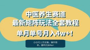暴利赛道中医养生赛道最新矩阵玩法，单月单号月入4w+！【揭秘】-沐风资源库