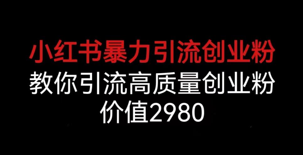 小红书暴力引流创业粉，教你引流高质量创业粉，价值2980【揭秘】-沐风资源库