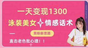 一天变现1300，泳装美女+情感话术，提供素材，无脑矩阵操作【揭秘】-沐风资源库