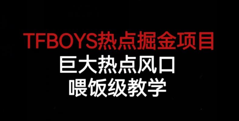 TFBOYS热点掘金项目，巨大热点风口，喂饭级教学-沐风资源库
