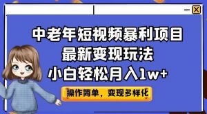 中老年短视频暴利项目最新变现玩法，小白轻松月入1w+【揭秘】-沐风资源库