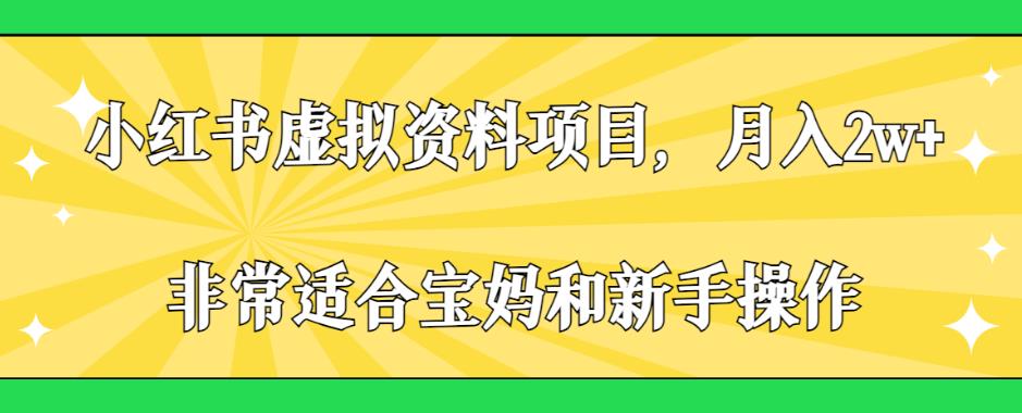 小红书虚拟资料项目，月入2w+，非常适合宝妈和新手操作【揭秘】-沐风资源库