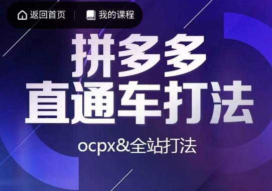 互力·拼多多直通车打法，ocpx&全站打法-沐风资源库