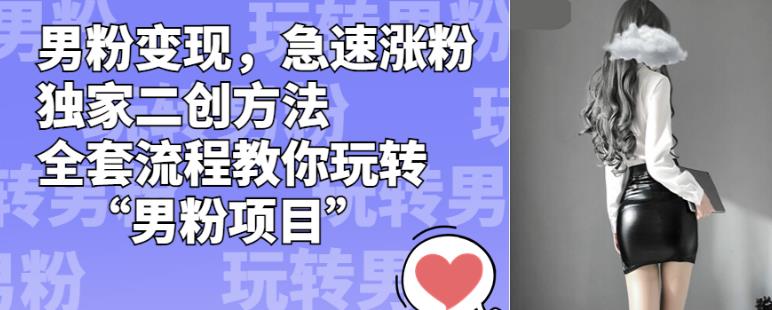 男粉变现，急速涨粉独家二创方法，全套流程教你玩转“男粉项目”【揭秘】-沐风资源库