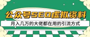 公众号SEO虚拟资料，操作简单，日入500+，可批量操作【揭秘】-沐风资源库