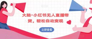 大陆·小红书无人直播带货，轻松自动变现-沐风资源库