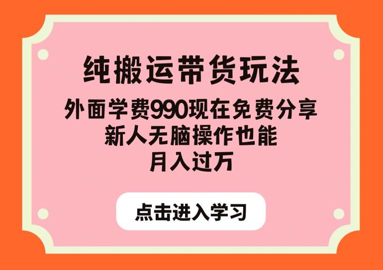 纯搬运带货玩法，外面学费990现在免费分享，新人无脑操作也能月入过万【揭秘】-沐风资源库