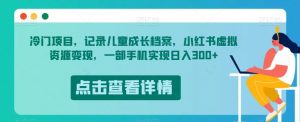 冷门项目，记录儿童成长档案，小红书虚拟资源变现，一部手机实现日入300+【揭秘】-沐风资源库
