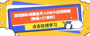 靠短剧私域掘金月入5W小白闭眼做（教程+2T资料）-沐风资源库