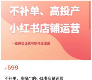 不补单、高投产的小红书店铺运营，一张身份证就可以开店注册-沐风资源库