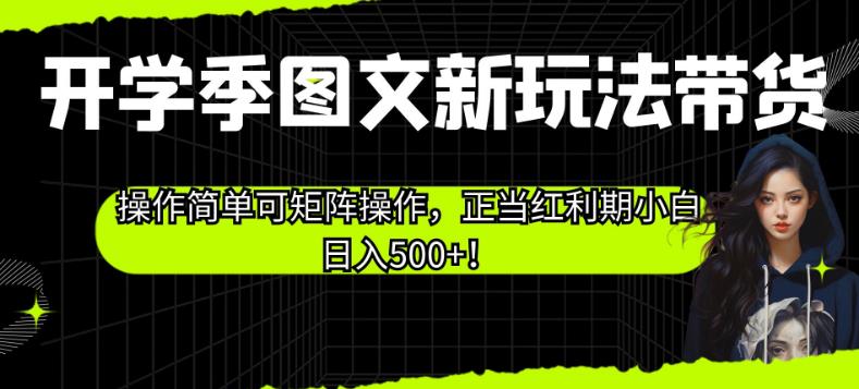 开学季图文新玩法带货，操作简单可矩阵操作，正当红利期小白日入500+！【揭秘】-沐风资源库