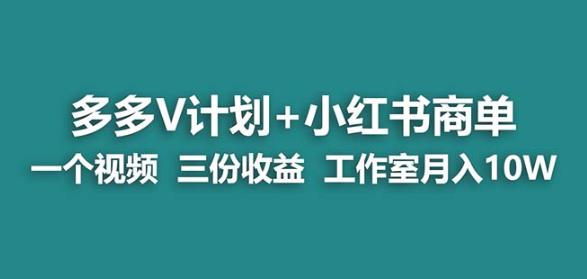 【蓝海项目】多多v计划+小红书商单一个视频三份收益工作室月入10w-沐风资源库