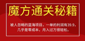 被人忽略的蓝海项目，魔方通关秘籍，一单的利润有39.9，几乎是零成本，月入过万很轻松【揭秘】-沐风资源库