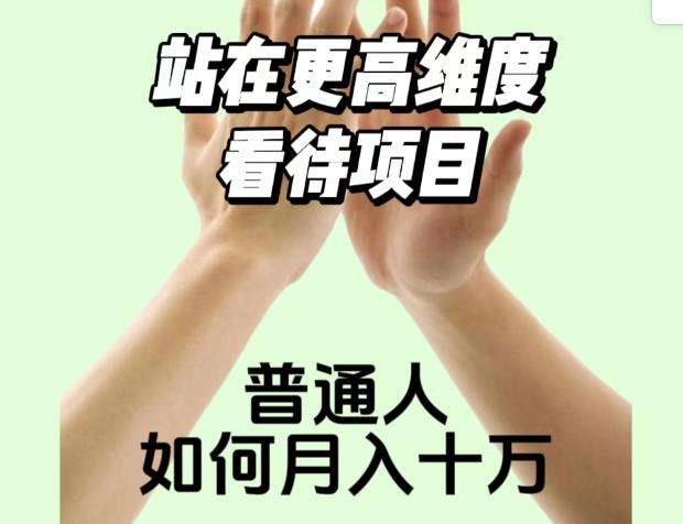 2023最火项目：站在更高维度看待项目，普通人如何月入十万【揭秘】-沐风资源库