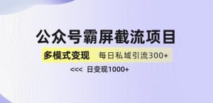 公众号霸屏截流项目+私域多渠道变现玩法，全网首发，日入1000+【揭秘】-沐风资源库