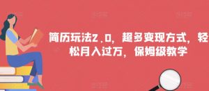 简历玩法2.0，超多变现方式，轻松月入过万，保姆级教学【揭秘】-沐风资源库