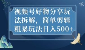 视频号好物分享玩法拆解，简单剪辑粗暴玩法日入500+【揭秘】-沐风资源库