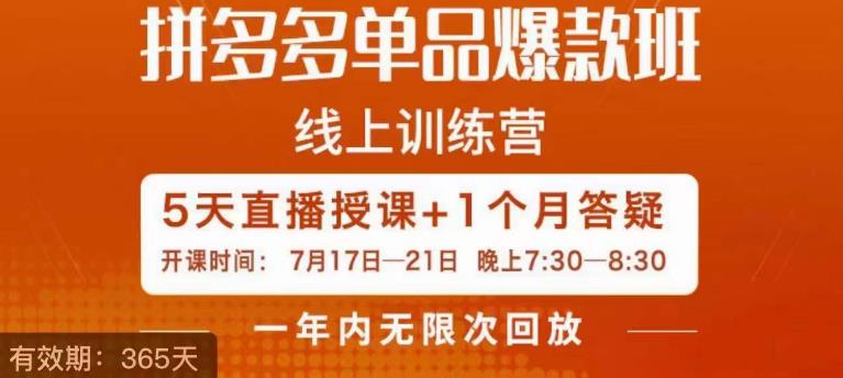 钟辰·拼多多单品爆款班，一个拼多多超级爆款养一个团队-沐风资源库
