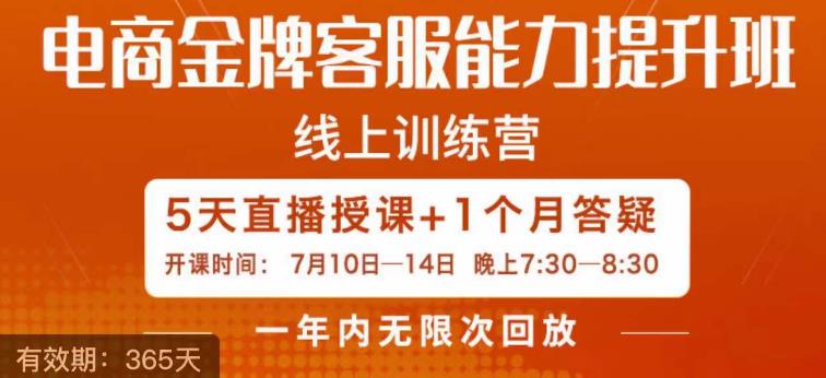 电商金牌客服能力提升班，提升客服能力是你店铺业绩的关键要素-沐风资源库