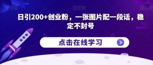 日引200+创业粉，一张图片配一段话，稳定不封号【揭秘】-沐风资源库