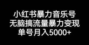 小红书暴力音乐号，无脑搞流量暴力变现，单号月入5000+-沐风资源库