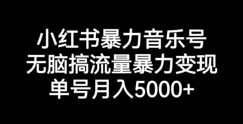 小红书暴力音乐号，无脑搞流量暴力变现，单号月入5000+-沐风资源库