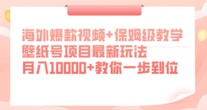 海外爆款视频+保姆级教学，壁纸号项目最新玩法，月入10000+教你一步到位【揭秘】-沐风资源库