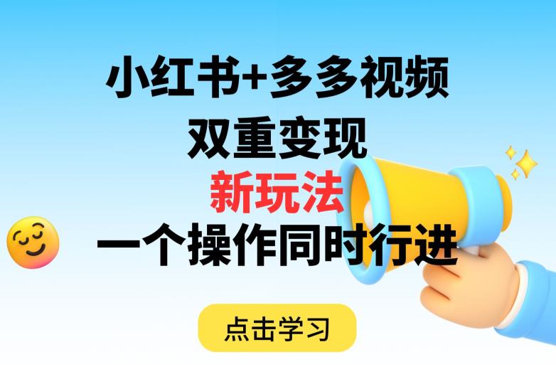 多多视频+小红书，双重变现新玩法，可同时进行【揭秘】-沐风资源库