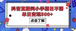 抖音直播间小手柄日不落单日变现500+【揭秘】-沐风资源库
