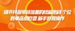 撬开抖音带货流量的终极密码 个位数单品很吃香 新手容易操作-沐风资源库