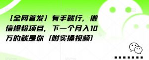 【全网首发】有手就行,微信爆粉项目,下一个月入10万的就是你(附实操视频)【揭秘】-沐风资源库