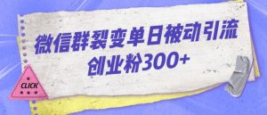 微信群裂变单日被动引流创业粉300【揭秘】-沐风资源库