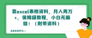 靠excel表格资料，月入两万+，保姆级教程，小白无脑做！（附带资料）【揭秘】-沐风资源库