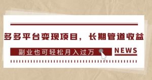 多多平台变现项目，长期管道收益，副业也可轻松月入过万-沐风资源库