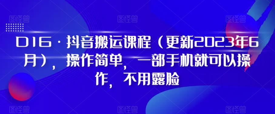 D1G·抖音搬运课程（更新2023年9月），操作简单，一部手机就可以操作，不用露脸-沐风资源库
