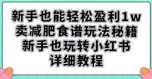 新手也能轻松盈利1w，卖减肥食谱玩法秘籍，新手也玩转小红书详细教程【揭秘】-沐风资源库