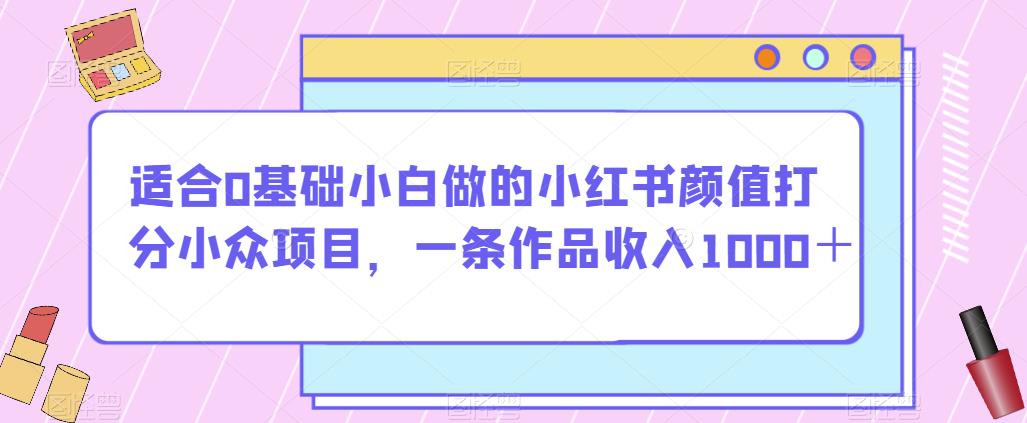 适合0基础小白做的小红书颜值打分小众项目，一条作品收入1000＋【揭秘】-沐风资源库
