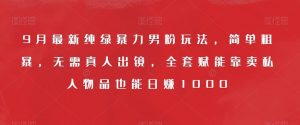 9月最新纯绿暴力男粉玩法，简单粗暴，无需真人出镜，全套赋能靠卖私人物品也能日赚1000-沐风资源库