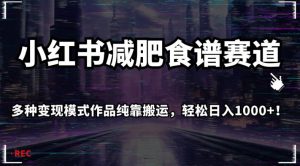 小红书减肥食谱赛道，多种变现模式作品纯靠搬运，轻松日入1000+！【揭秘】-沐风资源库